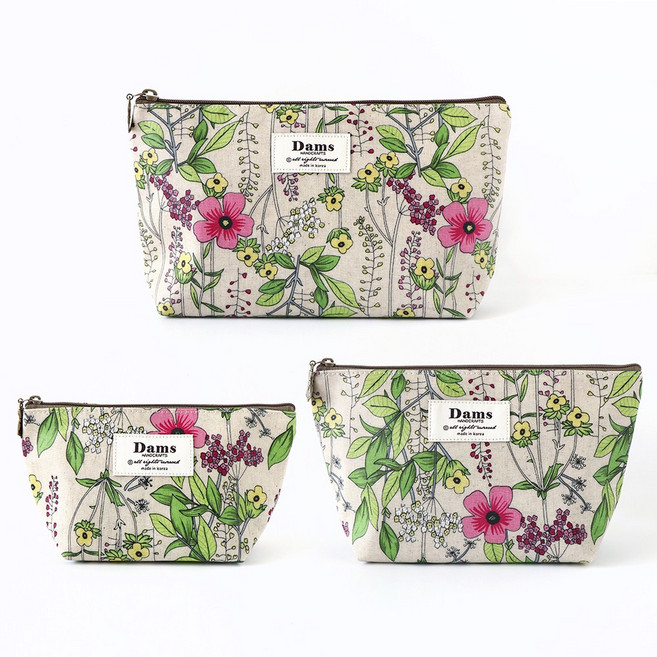 미모양 여성 예쁜 패턴 방수 원단 파우치 대 중 소 3개 세트