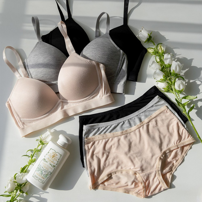 [애프터문] 빅사이즈 뱀부 노와이어 브라 팬티 속옷 세트 m4501_1912