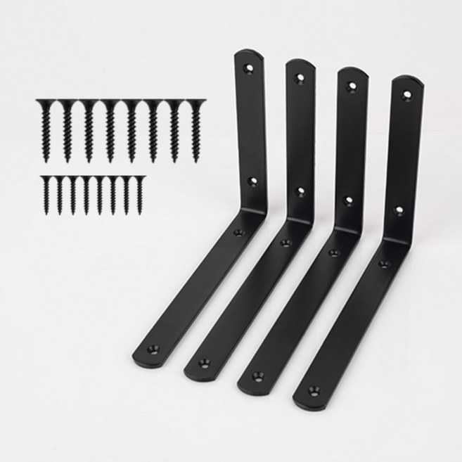 철물파크 선반받침대 선반대 지지대 고정받침대 꺽쇠 까치발, A-04 블랙(XL) 4개입+설치피스, 1개