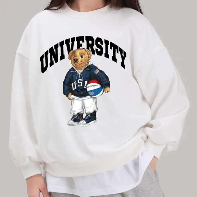 마고주니어 주니어용 오버핏 농구곰 주니어 맨투맨 키130 140 150 160