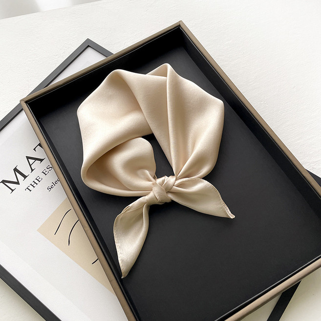 누에실크스카프 얇은작은방목도리 여성심플스킨53cm퓨어실크스카프