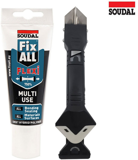 실리콘 스크래퍼 방수 샷시 욕실 주방 타일 줄눈 5가지 다기능 실리콘 제거기+반코팅 장갑 세트, 플렉시 튜브형+실리콘 스크래퍼, 1개