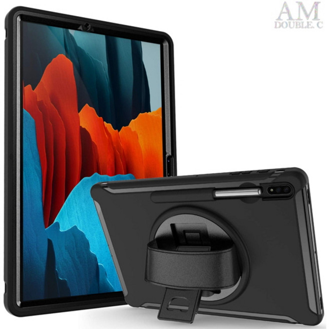 갤럭시탭 S A 8 7 6 5 FE 울트라 플러스 라이트 E 핸드스트랩 거치대 태블릿 하드 케이스, atn103 그레이-펜홀더