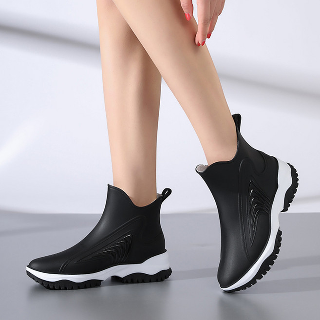 TIMEPURE 여성 패션너블 숏 레인부츠 방수 방습 미끄럼방지 장화 보온 소재 아웃도어 스타일