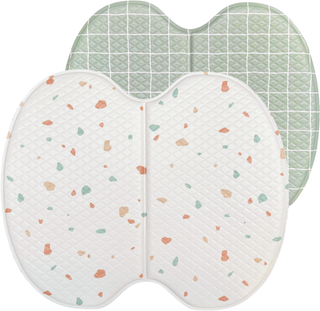 2단 둥근 민트네모 방석 사우나 방수 접이식 PVC 매트