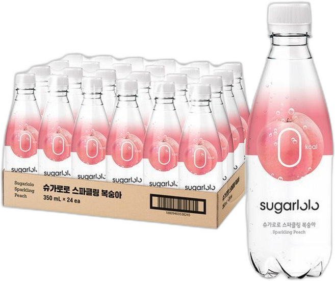 0kcal 슈가로로 스파클링 복숭아 (무설탕 탄산음료), 350ml, 1개