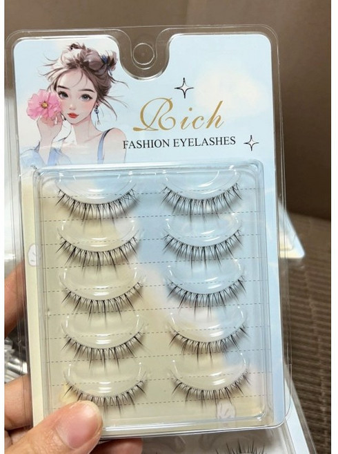 Rich 자연스러운 속눈썹 고급 인조 투명 5쌍, 1개, K211