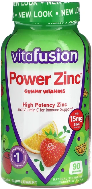 단백질 비타민 철분 마그내슘 칼슘 VitaFusion 파워 아연 구미젤리 비타민 천연 딸기 귤 구미젤리 90개 고루고루섭취해주세요, VitaFusion파워아연구미젤리비타민천연딸기귤구미젤리, 1개 - 쿠팡
