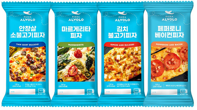 피자알볼로 수제 사각피자 4종 4팩 (안창살+김치흑돼지+마르게리타+페퍼로니), 1세트, 430g