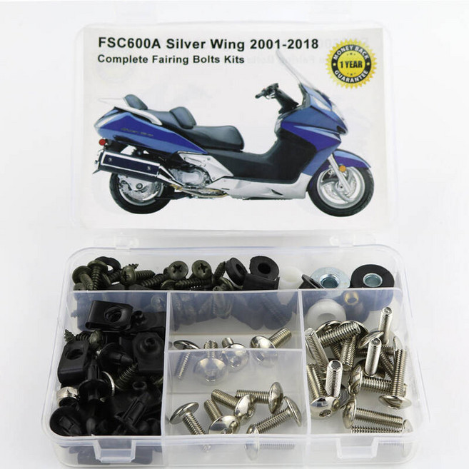 혼다 호환 FSC600A 실버 윙 2001-2018 오토바이 카울링 풀 카울 볼트 키트 스피드 너트 클립 스틸 나사