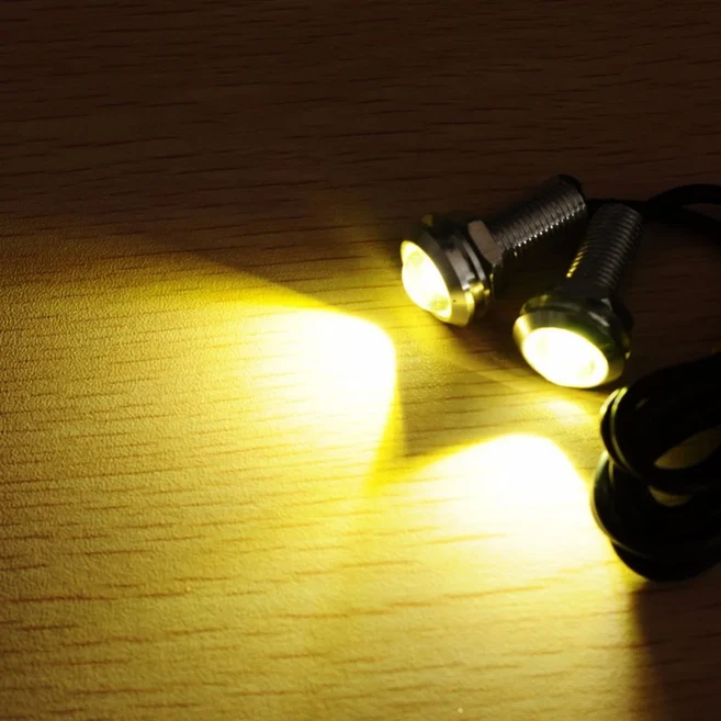 9W 독수리 눈 램프 LED DRL 안개 주간 러닝 자동차 트럭 꼬리 역방향 빛 18MM 화이트 앰버 옐로우 아이스, 01 YELLOW, 01 24Voltage