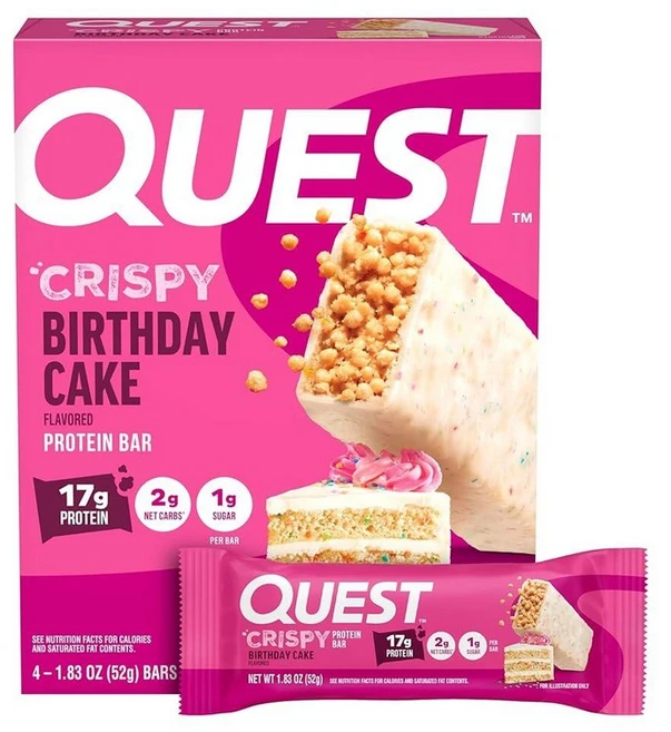 Quest 퀘스트 히어로 프로틴바 크리스피 벌스데이 케이크 52g 4팩 - 쿠팡