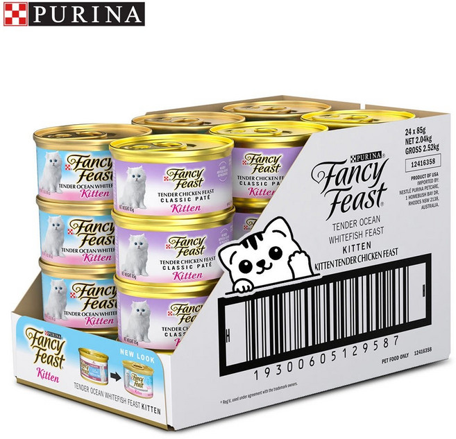 팬시피스트 주식캔 화이트라벨 고양이 습식사료 퓨리나 1세이하 키튼 2종 콤보, 24개, 85g, 기타