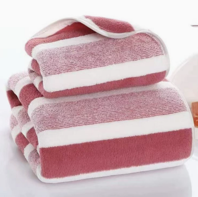 리쿠 호텔 대형 바스타월 수건 35x75cm + 70x140cm, 1세트, 핑크