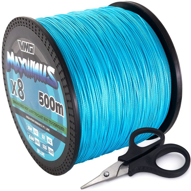 VMG 일본원사 PE 8합사 대용량 500M 낚시줄+합사가위, 1개, 스카이