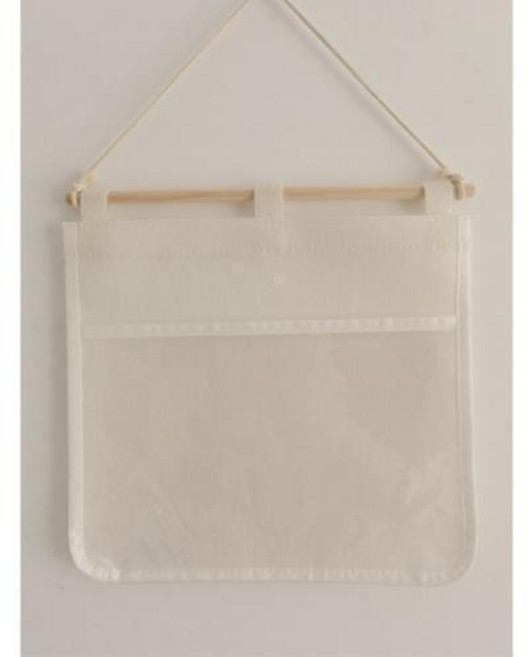 兒童作品收納掛袋 美術畫袋 A4橫向展示袋, 米白色, 1格