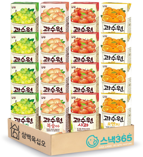 과수원 세트 190mlX16개 (복숭아4 + 청포도4 + 오렌지4 + 사과4), 190ml