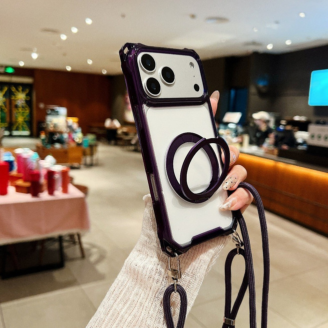 360 旋轉磁吸支架 四角開孔掛繩 防摔手機殼 適用iPhone17 16Promax 蘋果15 14 13 12 11