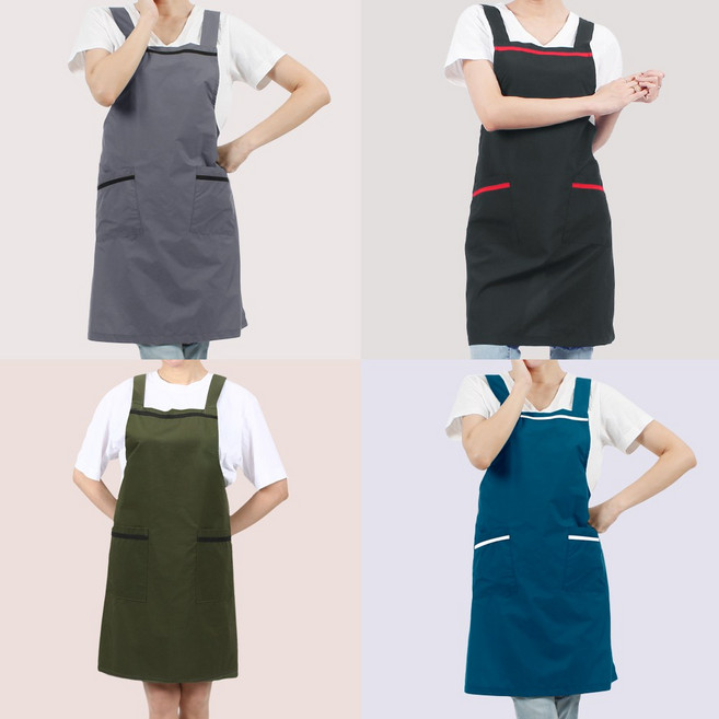 DVAE09 요양보호사 기본 생활방수 단체 앞치마, DVAE09 퍼플+빨강줄, 1개