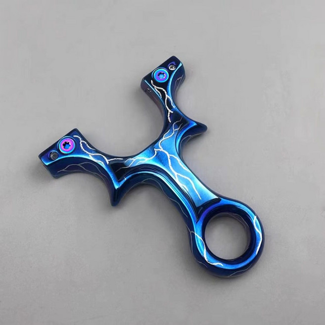 鈦合金玲瓏扁皮彈弓 戶外大威力快壓免綁高準度夾片直闆, 冰藍款,85/20, 1個