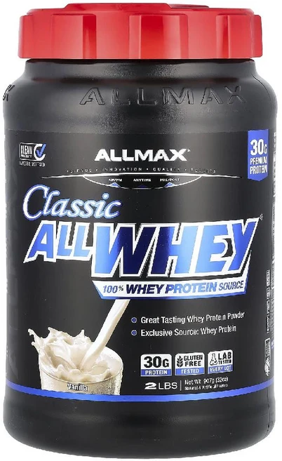 올맥스 클래식 올휘 100% 유청 단백질 웨이 아이솔레이트 프로틴 소스 바닐라 2파운드 907g CLASSIC ALLWHEY Whey Protein Source Vanilla - 쿠팡