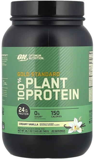 Optimum Nutrition Gold Standard 100% 식물성 단백질 크리미 바닐라 740g(1.63lbs) Nutrition (옵티멈 뉴트리션), 1개, 740g - 쿠팡