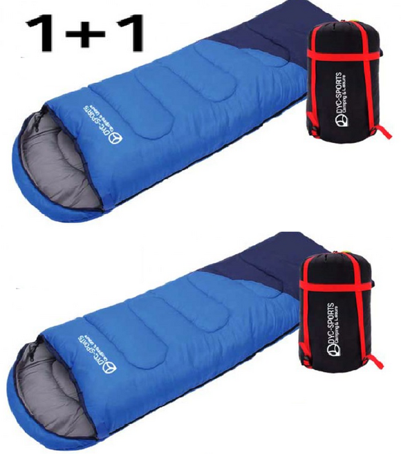 DYC 사계절 확장형 침낭 커플침낭 등산 낚시 캠핑 차박 비박 텐트용 침낭 1100g 색상선택가능 1+1, 투톤블루+투톤블루, 2세트
