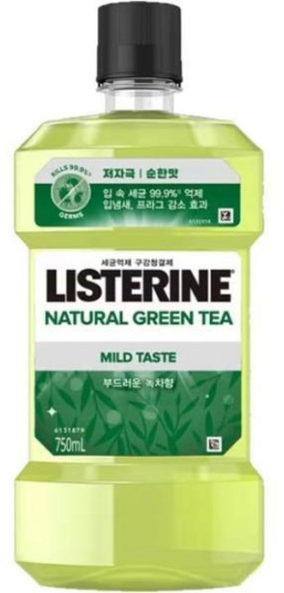 리스테린 내추럴 그린티 마일드 구강세정제, 750ml, 10개