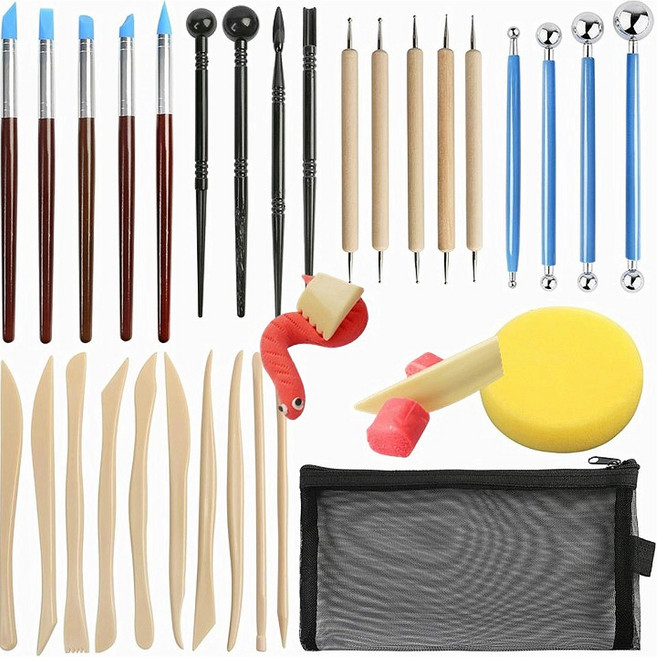 BINSTORE 점토 클레이 찰흙 도구 조각 공예 용품 세트, 29종