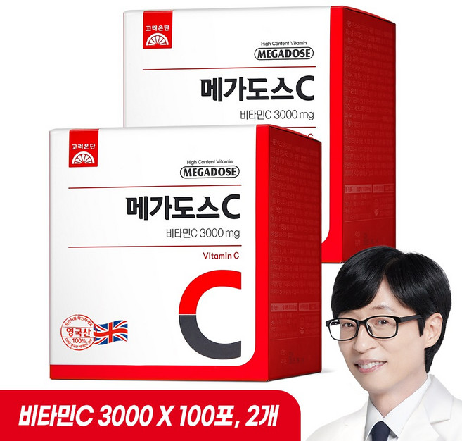 고려은단 메가도스C 비타민C 3000mg 100포, 300g, 2개