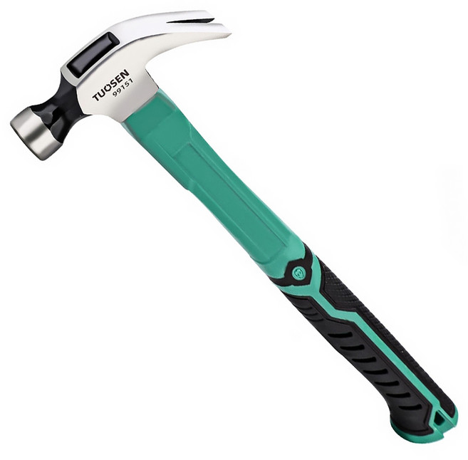 Dr.툴즈 고탄소강 스틸 빠루 망치 장도리 미끄럼 충격 방지 클로 해머, 1개, 화이버 핸들 원형헤드 미디움