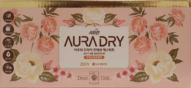 샤프란 아우라 드라이시트 엑스퍼트 프레쉬플로럴 섬유시트, 40개입, 5개