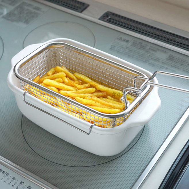 후지호로 각형 튀김냄비 프라이어 바스켓 세트 TP-20KFB.W, 1개, 화이트, 25cm