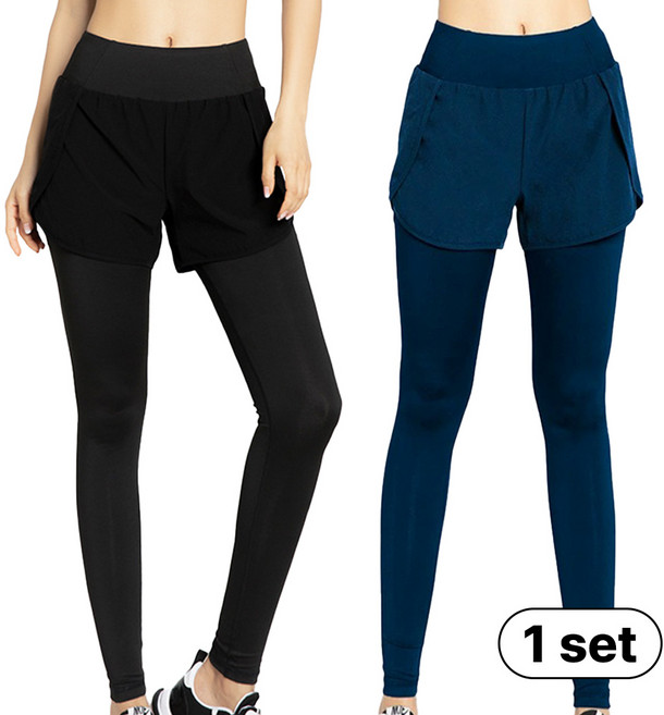 민트스쿨 팬츠 레이어드 포켓 레깅스 하이웨스트 바지 일체형 요가 필라테스 9부 반바지 레깅스