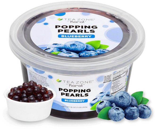 티 존 [7 파운드] 보바 차 과자 토핑을 위한 딸기 팝핑 펄 | B2053, 1 Pound (Pack of 1), Yogurt