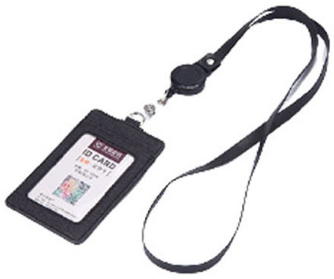 리빙미 가죽형 사원증 목걸이 케이스 릴홀더 카드 출입증 디용도 카드홀더, 1개, 블랙