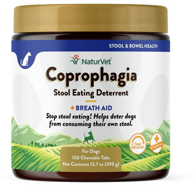 NaturVet Coprophagia 대변 섭식 억제제 + 호흡 보조 반려견용 소프트츄 130개 286g(10oz), 1개