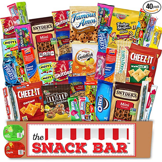 The Snack Bar - Snack Care Package (40 count) - Variety Assortment with American Candy Fruit Snac, 1개