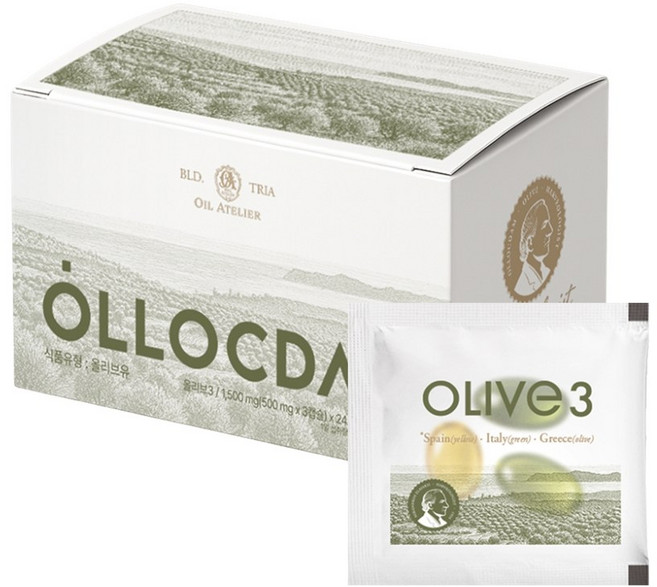 올록담 올리브3 EVOO 지중해 올리브오일 캡슐, 1박스, 72정