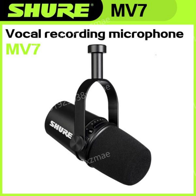 SHURE MV7 하이브리드 USBXLR 다이나믹 마이크 야외 라이브 가능한 주파수 응답 내장 사운드 카드 마이크, [01] 옵션1, 1