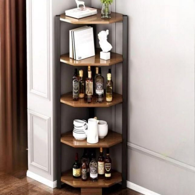 거실 코너장 원목 선반 책꽂이 모서리 책장 월넛, 3단 30x30x60cm