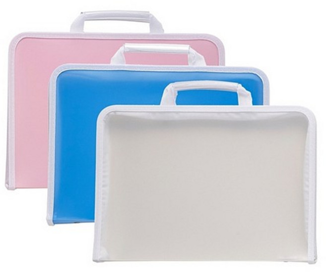 대용량 손잡이 지퍼화일케이스(A4/백색/F589-7/문화산업), 파랑색