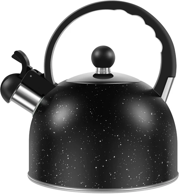 휘슬링 주전자 2L 스테인리스 스틸 스토브탑 티포트 빠른 가열 가스레인지 인덕션 쿠커용, 01 Black