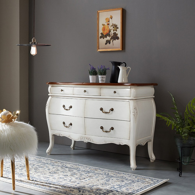 피어젠가구 봄베이 프렌치 엔틱 원목 콘솔 복도 거실 현관, 화이트