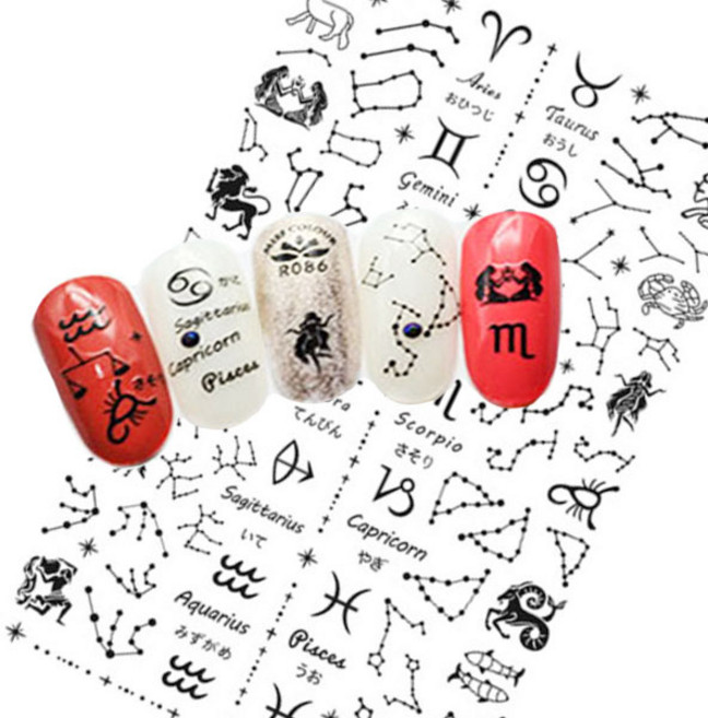 별자리 네일아트 스티커 포인트 라인 데코, 블랙, 1개