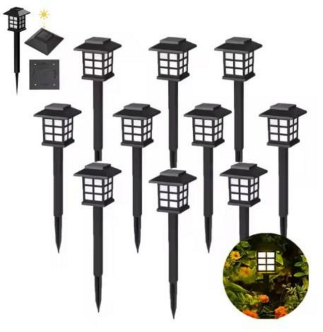 빛고은 사각미니체크격자등12개 잔디등 정원등 인테리어등 태양광정원등 태양광가로등 문주등, 노란빛12개