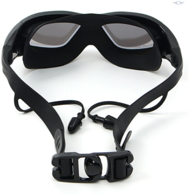 원플라이프 귀마개일체 미러 물안경 블랙 와이드귀마개물안경