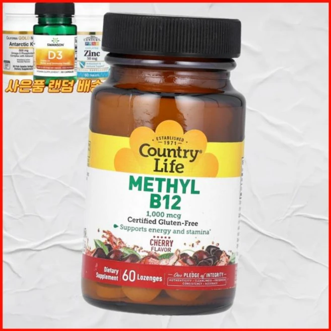 컨트리 라이프 메틸 B12 체리 맛 1000mcg 사탕 정제 미국내수 라이프컨트리, 1개, 60정 - 쿠팡