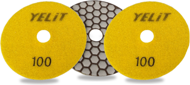 다이아몬드 건식 연마 패드 4인치 100방, 1세트, 100방3개입