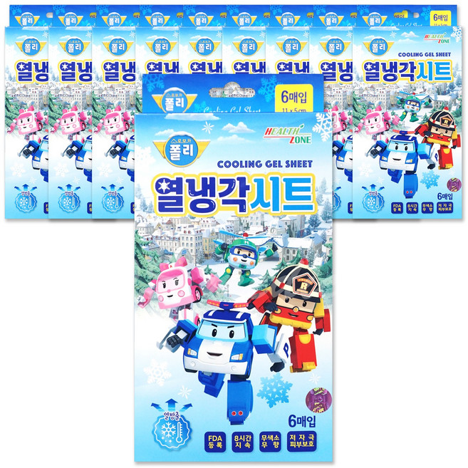 로보카폴리 어린이 캐릭터 열냉각시트 열내림 쿨링시트 6개입, 10개